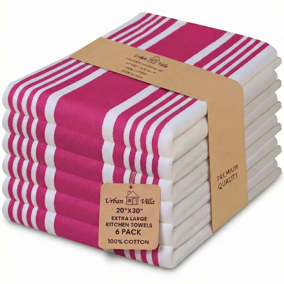 Urban Villa Kitchen Towels Cotton Dish Towels 12”x12” (Set of 8) Grey White