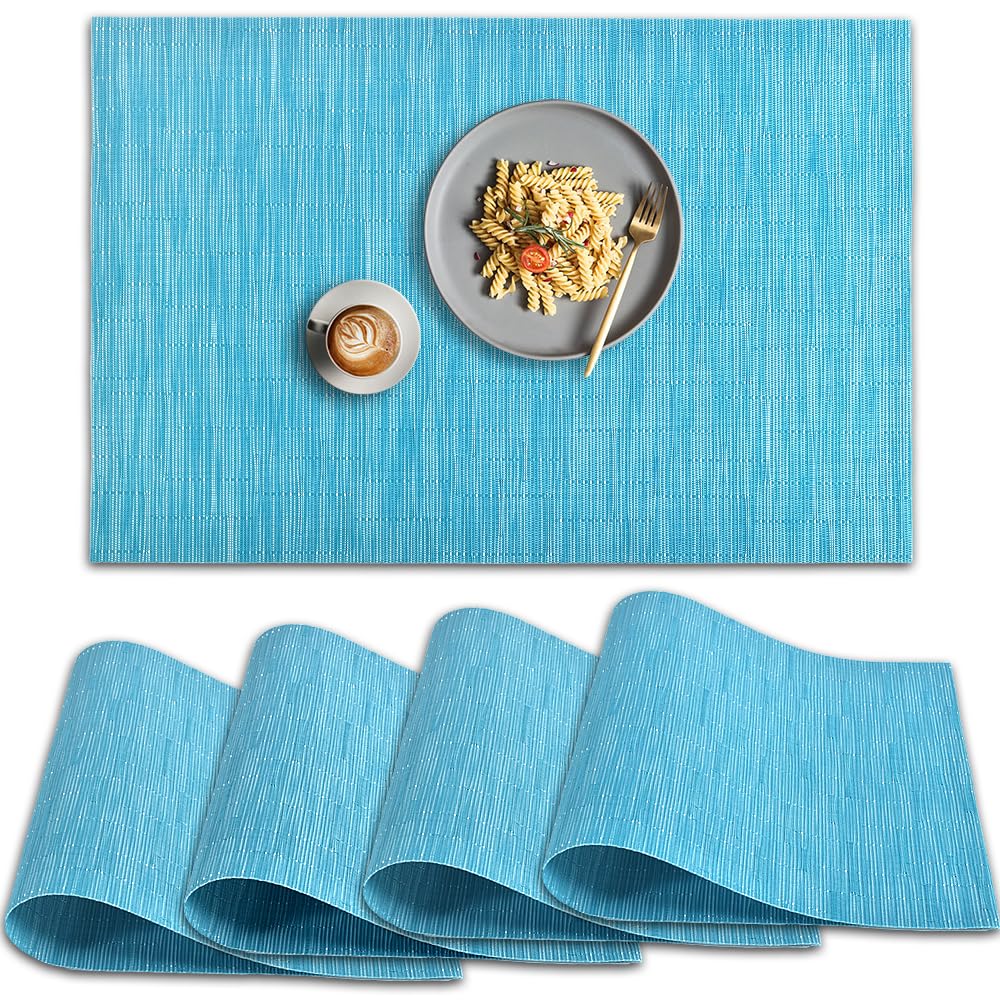 homEdge PVC Placemat, 4 PCS of Non-Slip Heat Resistant Place Mats, Washable Vinyl Placemats, Set of 4 – Red