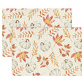 Artoid Mode Orange Pumpkins Fall Maple Leaves Round Fall Placemats Set of 4, 14 Inch Seasonal Autumn Round Table Mats for Dining Decoration