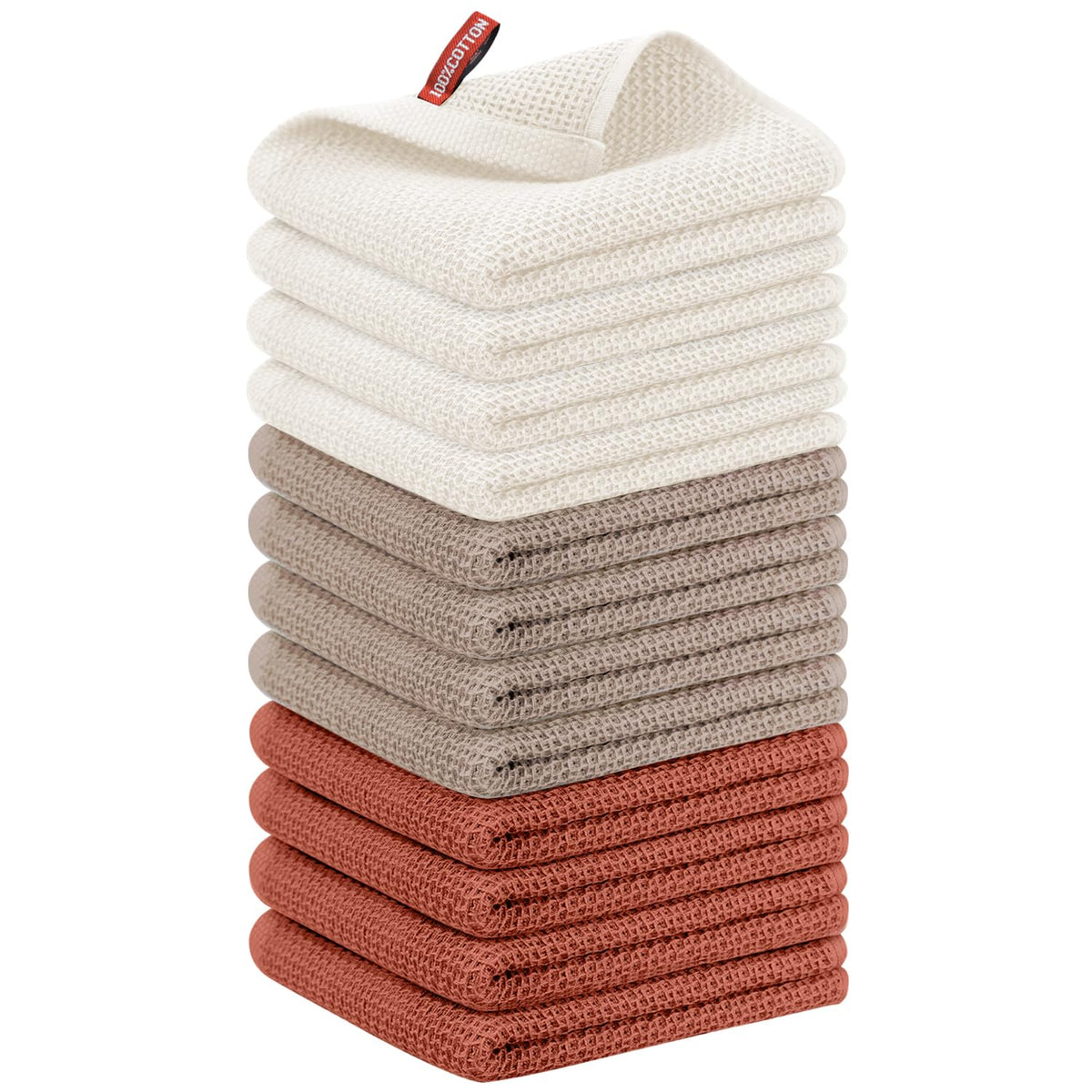 Nialnant 6 Pack Kitchen Towels and Dishcloths Sets,100% Cotton Soft Absorbent Quick Drying Dish Towels for Kitchen,Washing Dishes,12x12 Inches, Multi Color