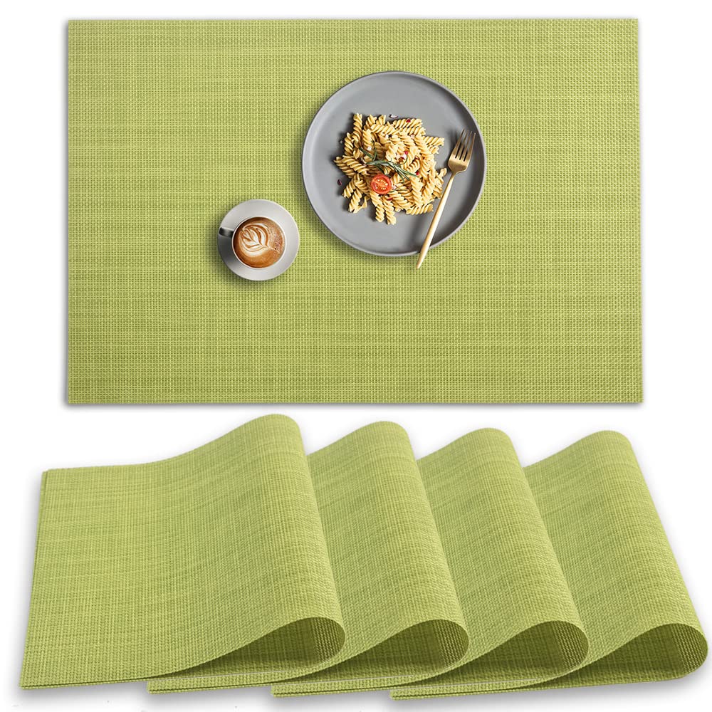 homEdge PVC Placemat, 4 PCS of Non-Slip Heat Resistant Place Mats, Washable Vinyl Placemats, Set of 4 – Red