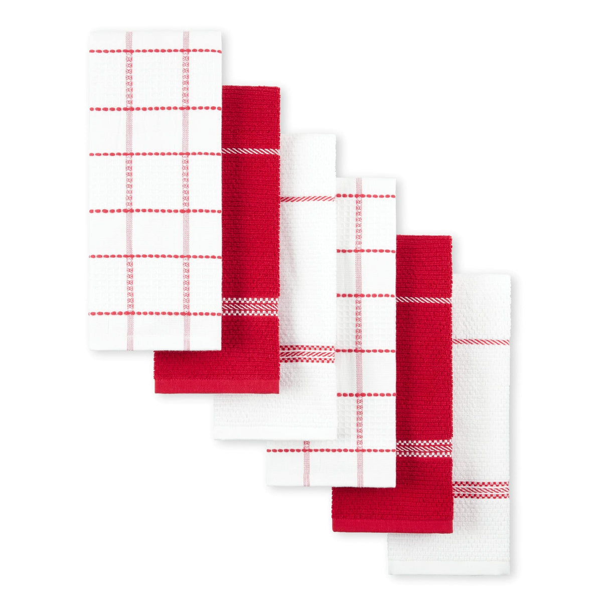 Martha Stewart Modern Waffle Kitchen Towel Set 6-Pack, Linen, 16"x28"