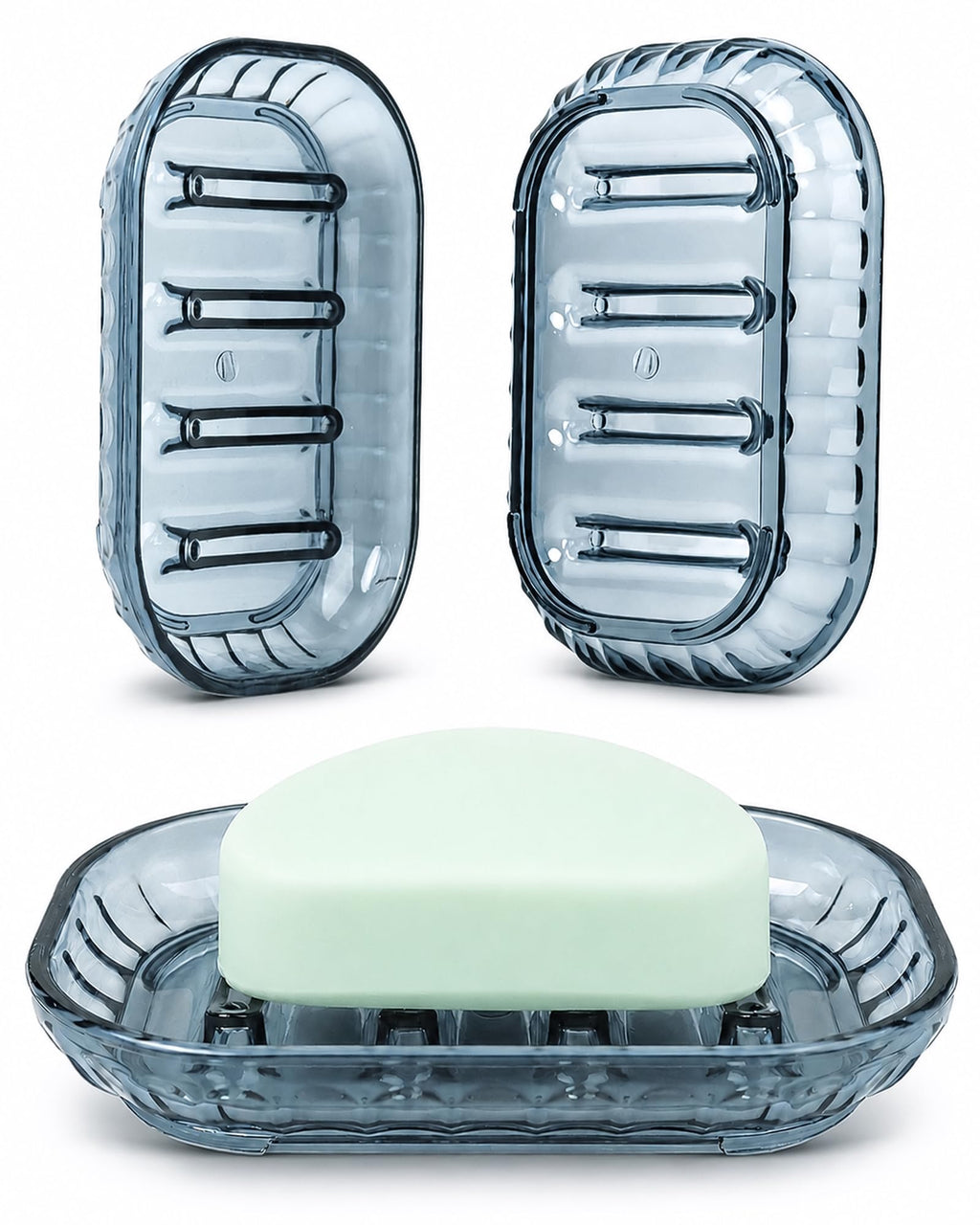 OTHIX 3 Pack Clear Plastic Soap Dish for Bar Soap, Bar Soap Holder Tray with Raised Ridges for Shower | Bathroom | Kitchen Sink |Dry Fast| Easy to Clean (Clear)