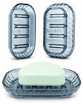 OTHIX 3 Pack Clear Plastic Soap Dish for Bar Soap, Bar Soap Holder Tray with Raised Ridges for Shower | Bathroom | Kitchen Sink |Dry Fast| Easy to Clean (Clear)