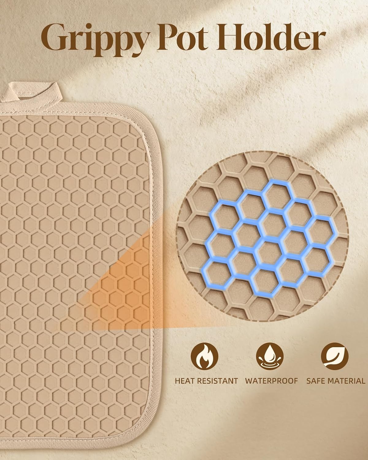 100% Cotton Potholders Textured Soft Silicone Grip Daisy Gingham
