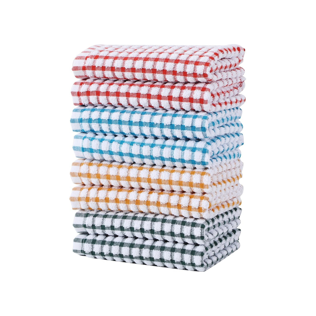 Oeleky Cotton Kitchen Towels 8 Pack, 15x26 Checkered Dish Towels
