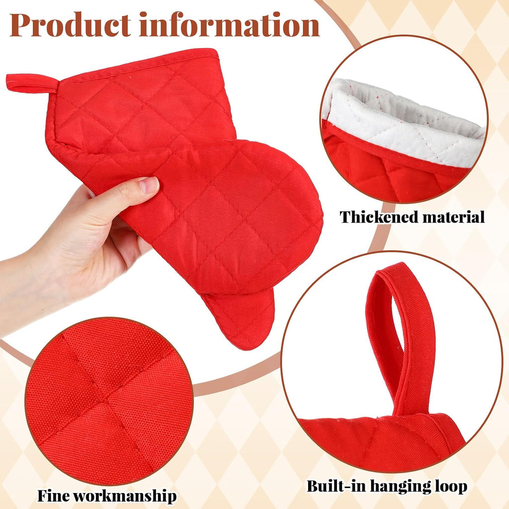 Geyoga 12 Pairs Oven Mitts Bulk Heat Resistant Oven Gloves, Red