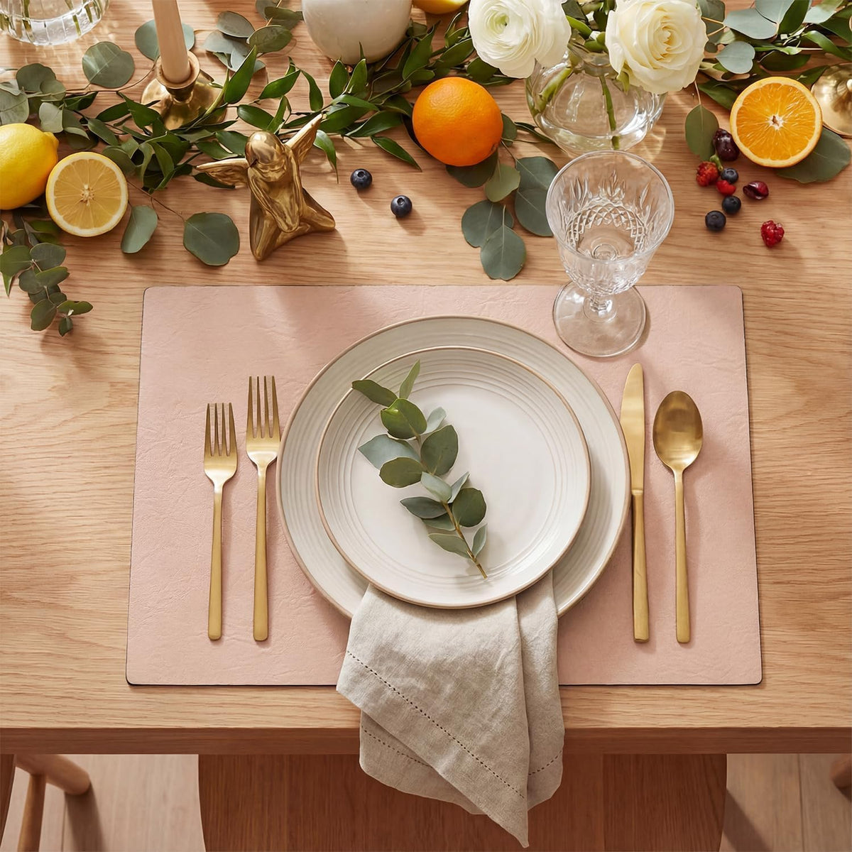 Artoid Mode Olive Green Faux Leather Placemats Set of 4