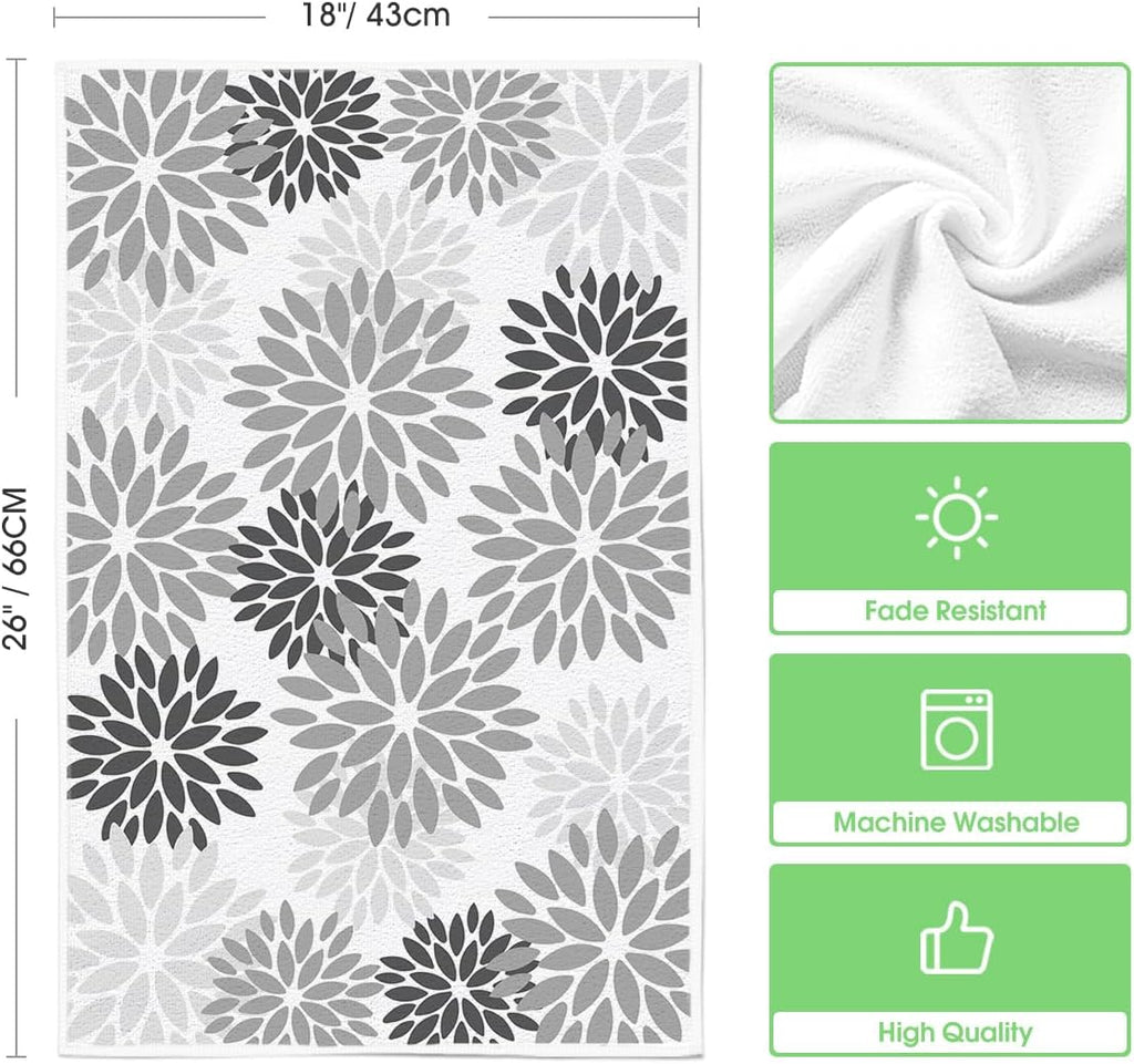 Artoid Mode Grey Home Sweet Home Stripes Boho Spring Kitchen Towels Dish Towels, 18x26 Inch Farmhouse Summer Decoration Hand Towels Set of 4
