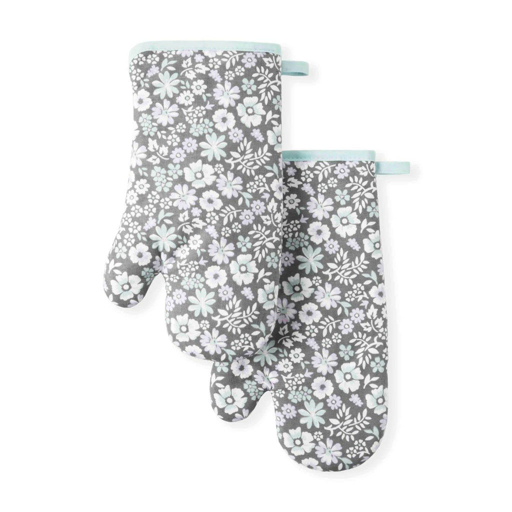 Martha Stewart Succulents Oven Mitt 2-Pack Set, Green, 7"x13"