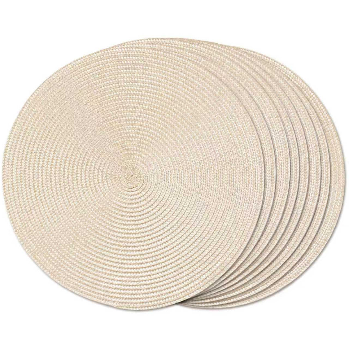 FunWheat Round Braided Placemats Set of 6 Table Mats for Dining Tables Woven Washable Non-Slip Place mats 15 in(Blue, 6pcs)
