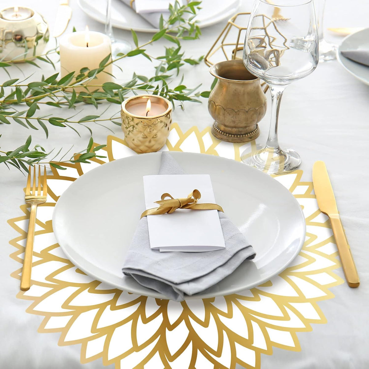 Sinmoe 100 Pcs Disposable Paper Placemats Bulk,Gold,Gradient