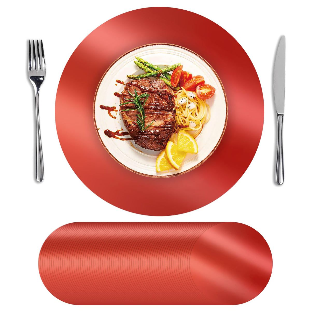 SHACOS 50Pcs Round Blue Placemats 13" Paper Place Mats Disposable