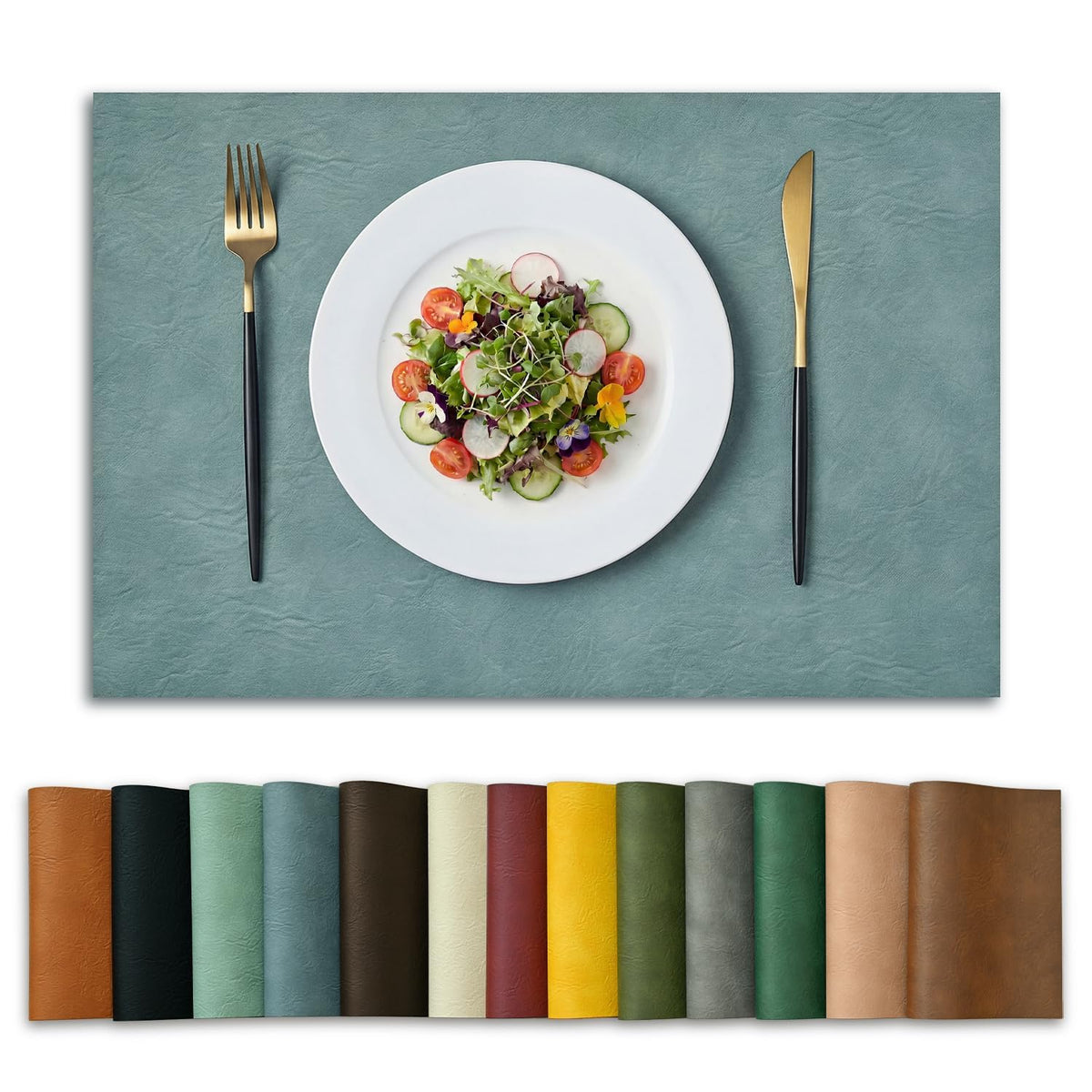 Artoid Mode Olive Green Faux Leather Placemats Set of 4