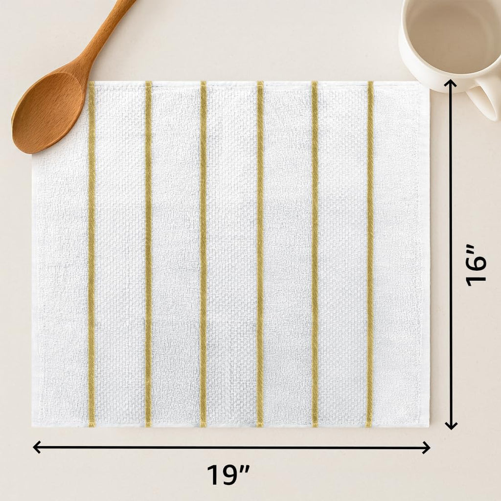 DecorRack 100% Cotton Terry Kitchen Towels, 16 x 19 in, Capuccino (4 Pack)