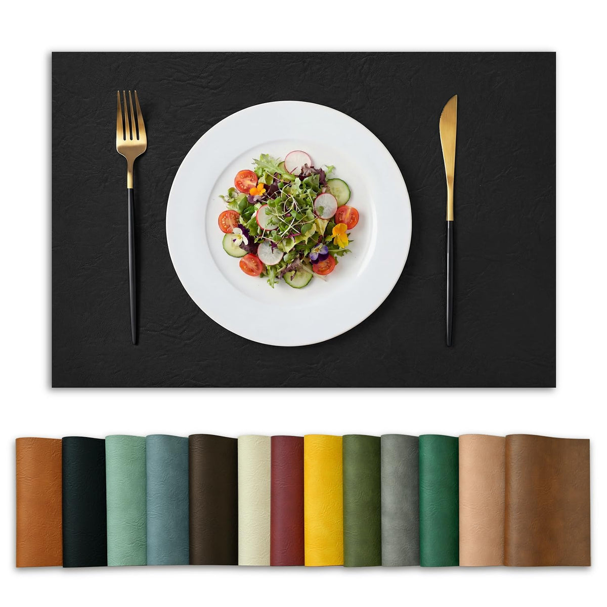 Artoid Mode Olive Green Faux Leather Placemats Set of 4