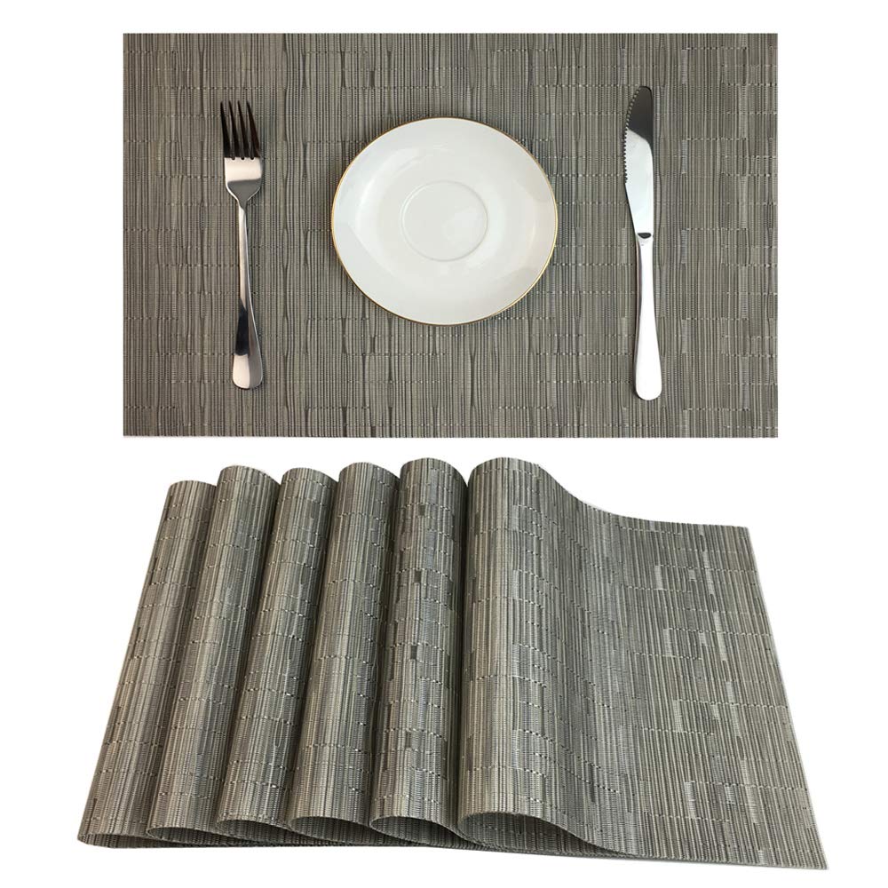 WAZAIGUR Placemats Set of 6 for Dining Table, 17.7" x 11.8", Orange