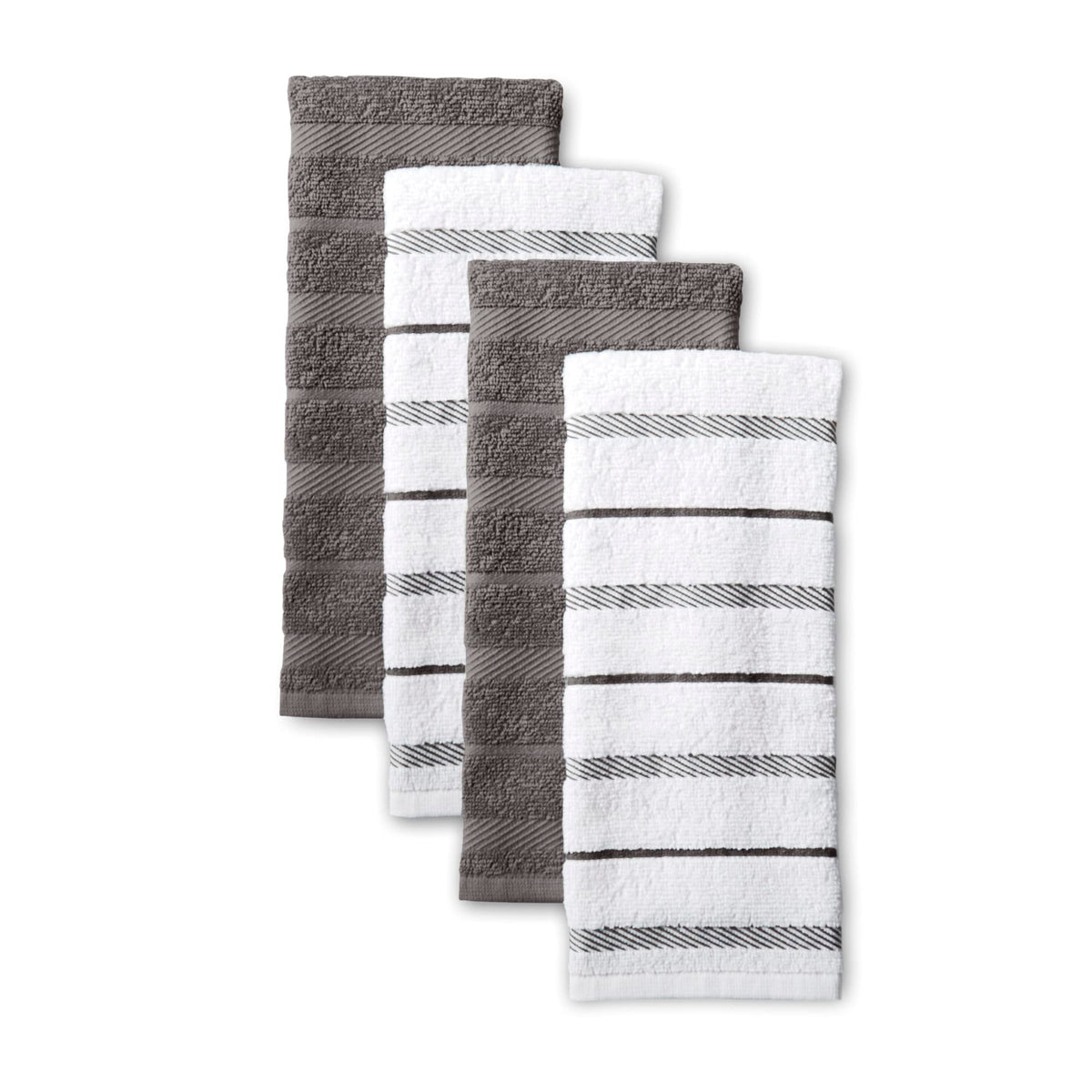 KitchenAid Albany Kitchen Towel 4-Pack Set, Blue Velvet/White, 16"x26"