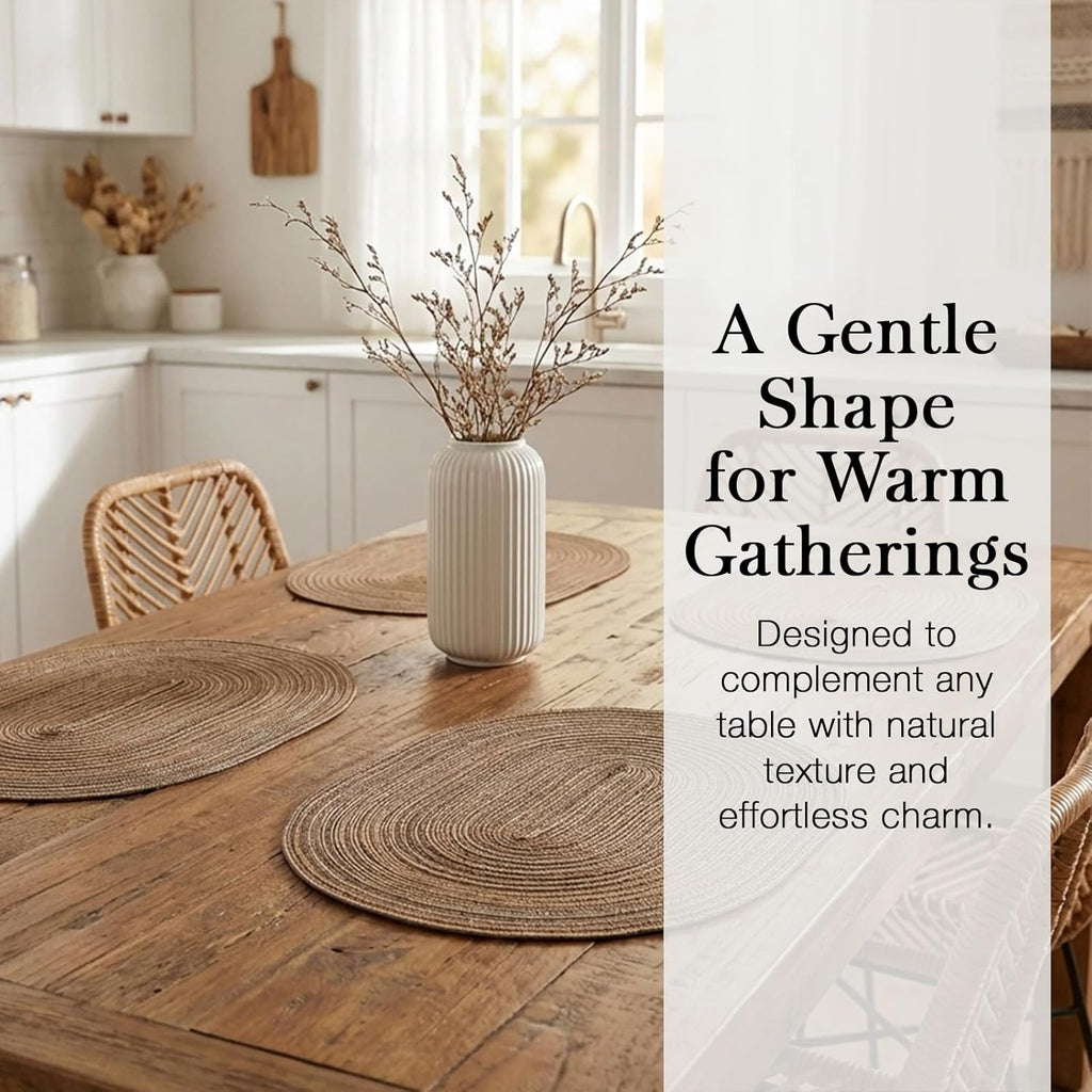Placemats Set of 6, Woven Oval Braided Dining Table Mats(Brown)