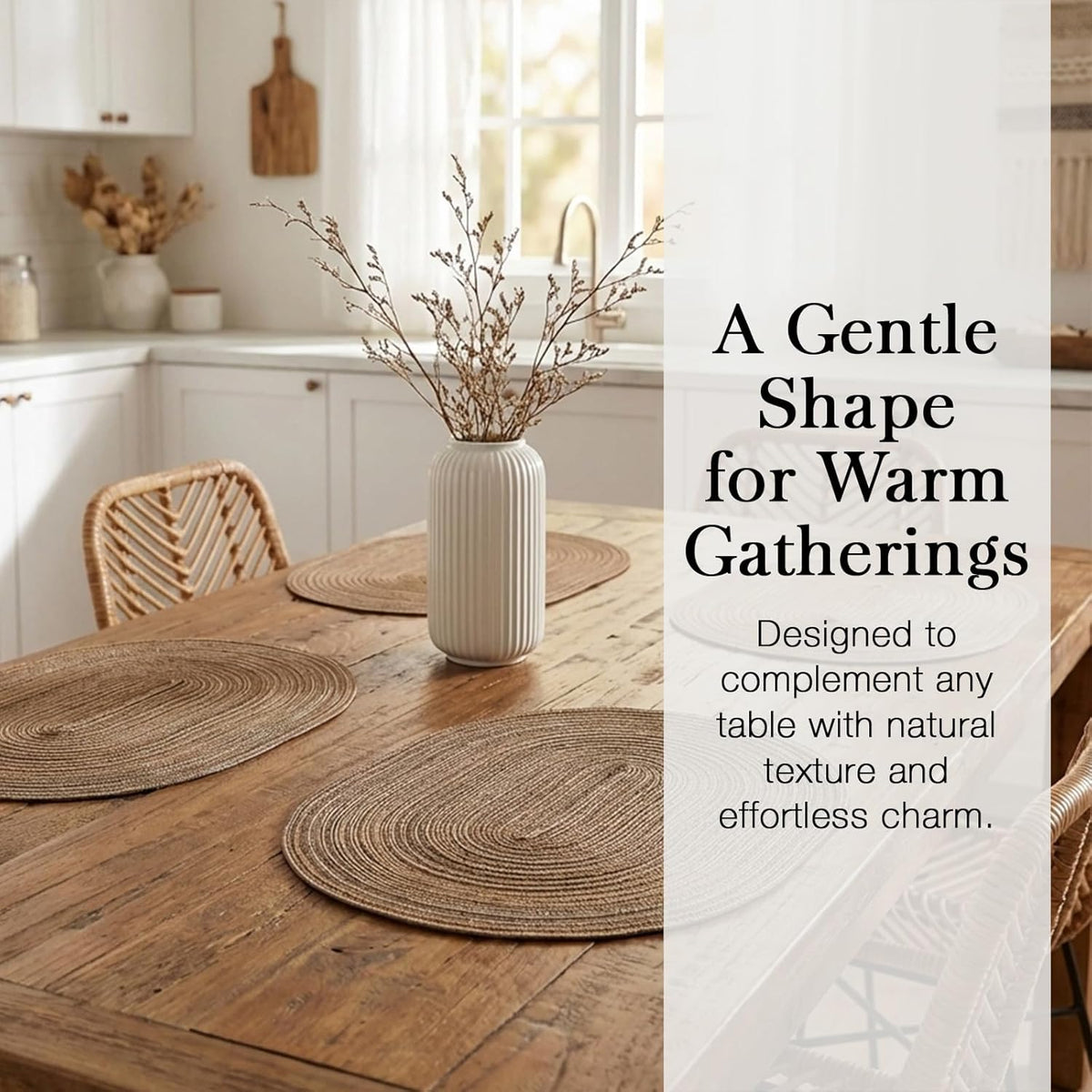Placemats Set of 6, Woven Oval Braided Dining Table Mats(Brown)