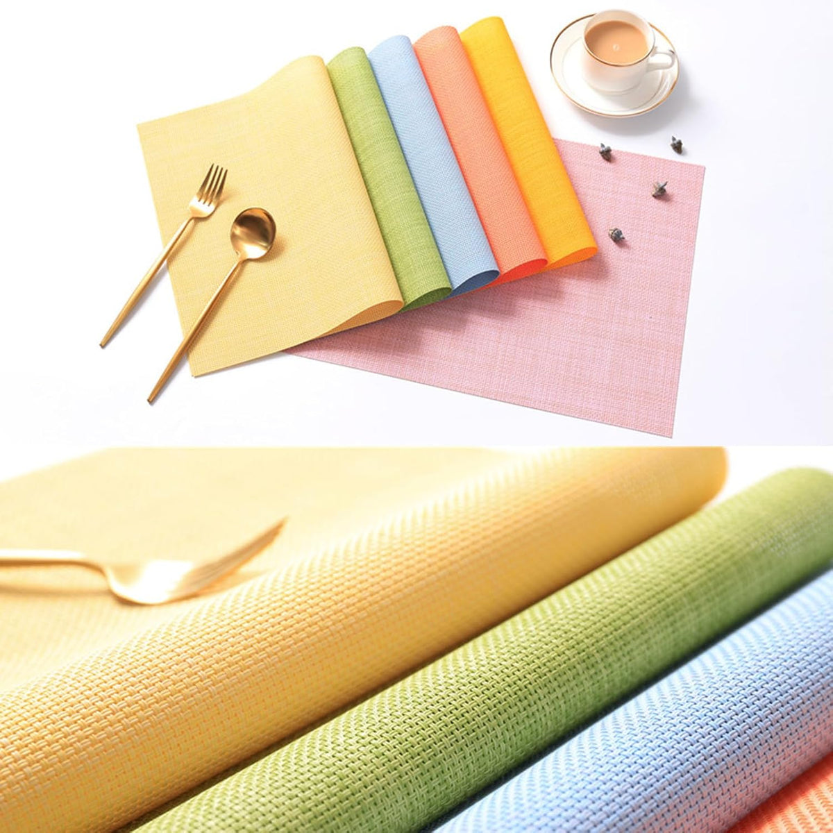 Zupro Pink Placemats Set of 4 Woven PVC 18"x12" for Indoor Outdoor Usage
