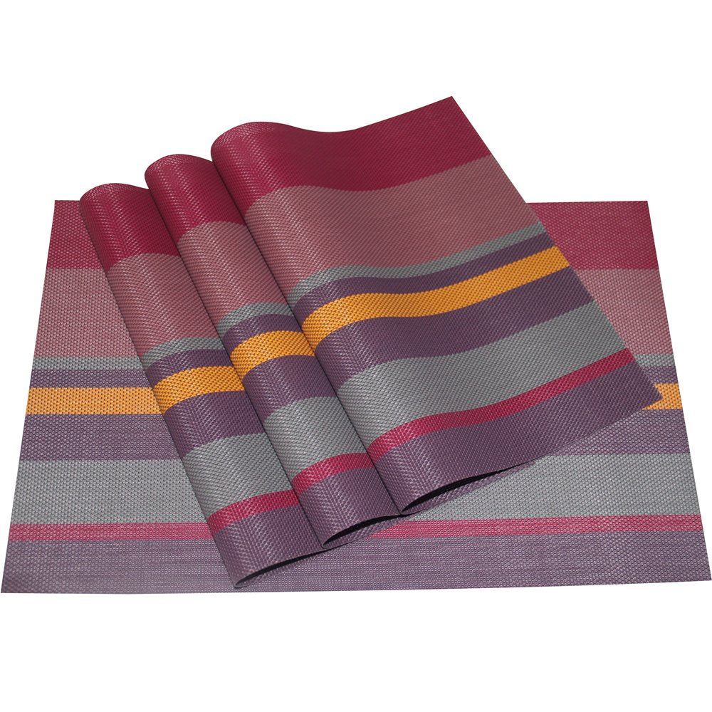Zupro Pink Placemats Set of 4 Woven PVC 18"x12" for Indoor Outdoor Usage