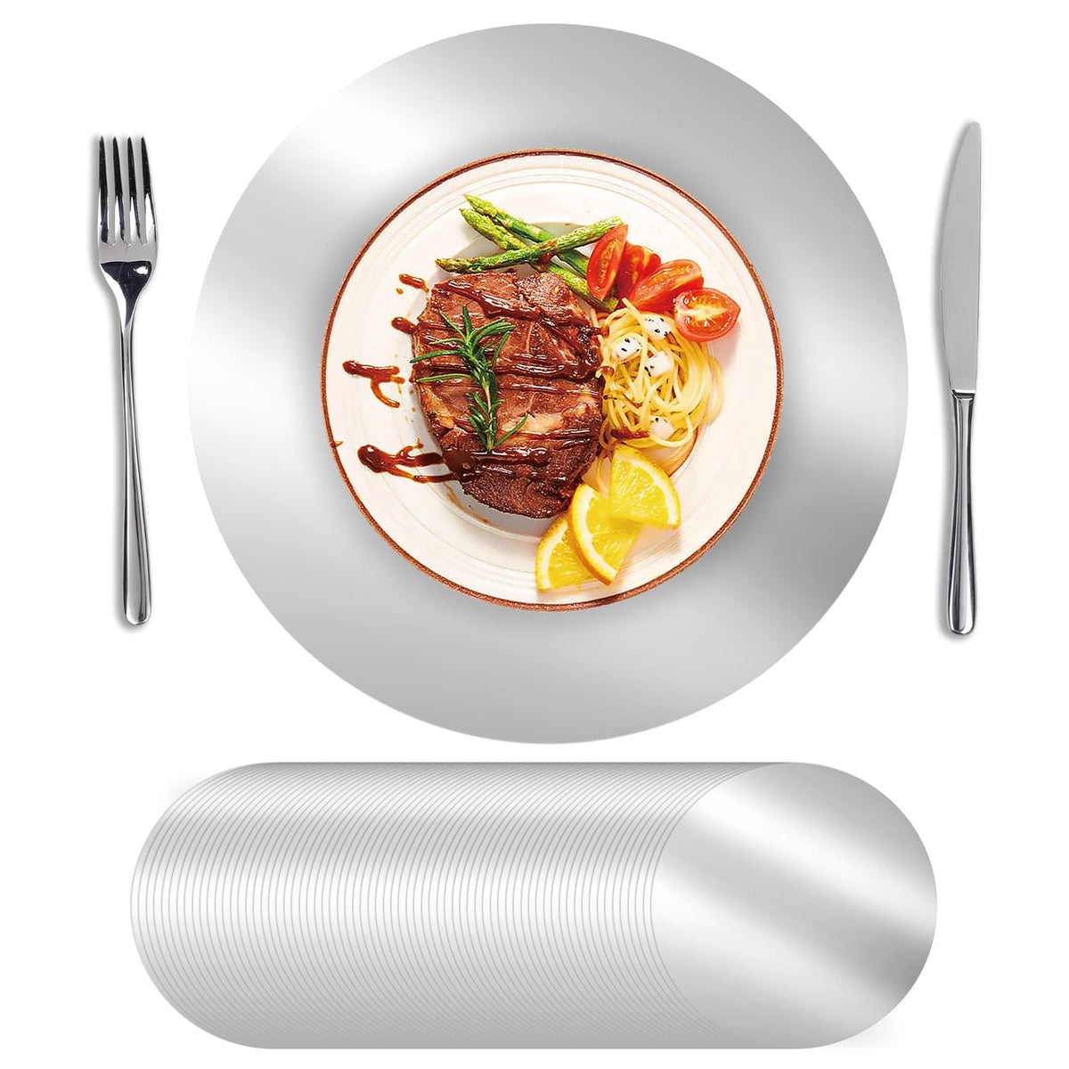 SHACOS 50Pcs Round Blue Placemats 13" Paper Place Mats Disposable