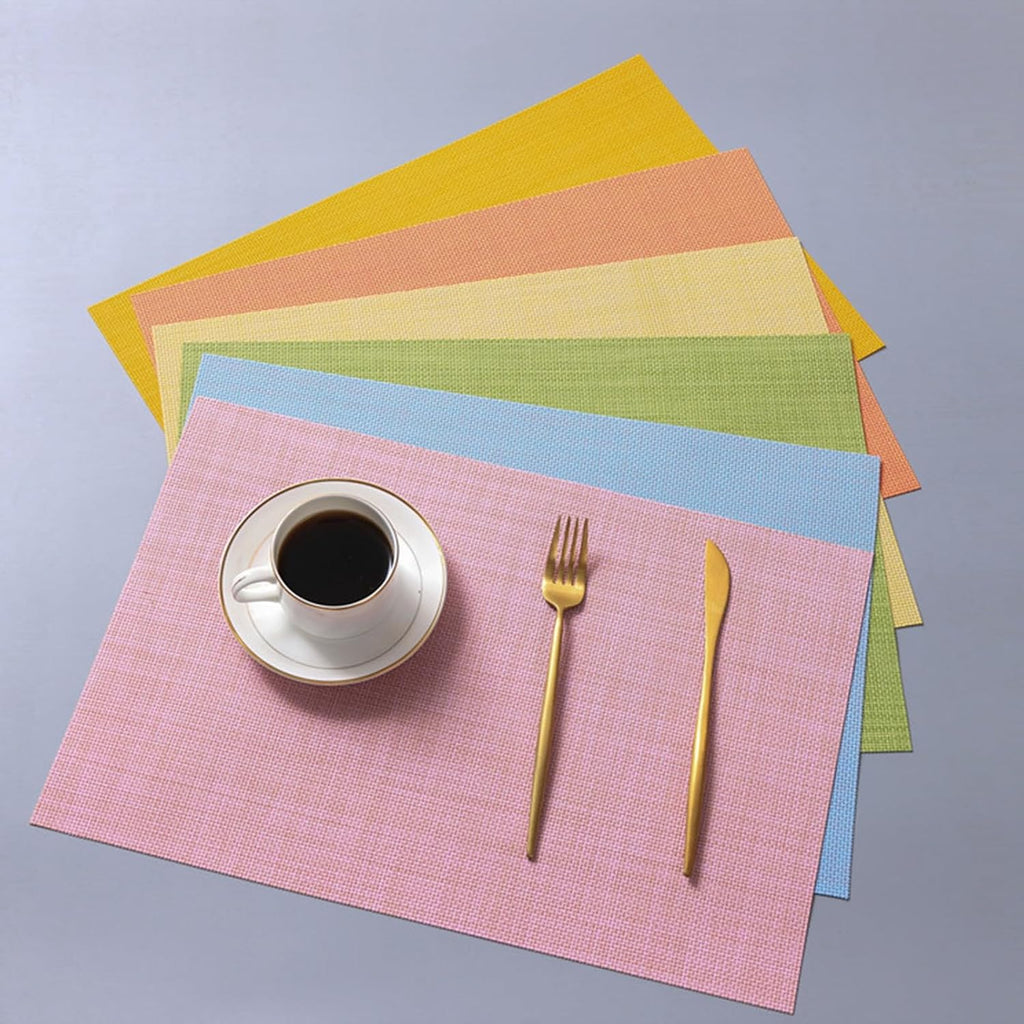 Zupro Pink Placemats Set of 4 Woven PVC 18"x12" for Indoor Outdoor Usage