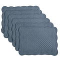 HOMBYS Quilted Placemats Set of 6 Washable-13x18 inches Rectangular Placemats for Kitchen Table-100% Cotton Fabric Rectangular Table Mats, (Light Blue)