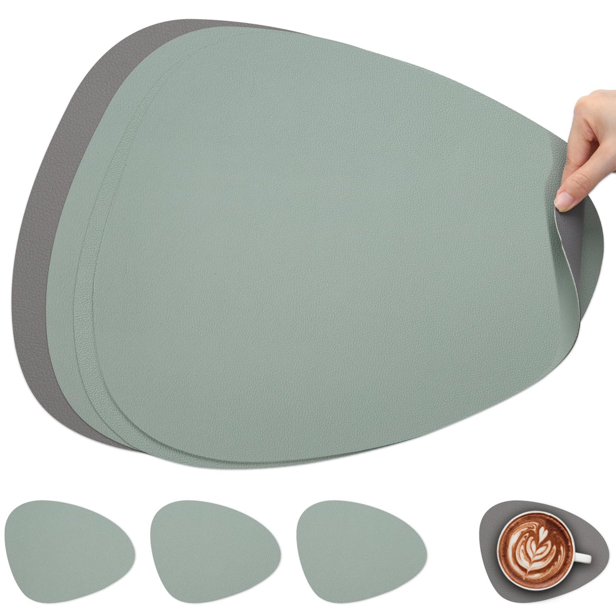 Myir JUN Placemats Set of 4 Faux Leather Placemats with Coasters