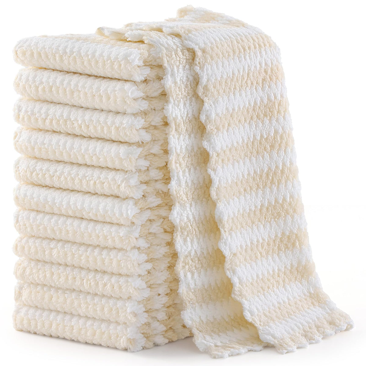 Homaxy 12 Pack Coral Velvet Dish Cloths, 10 x 10 inches, Dark Grey