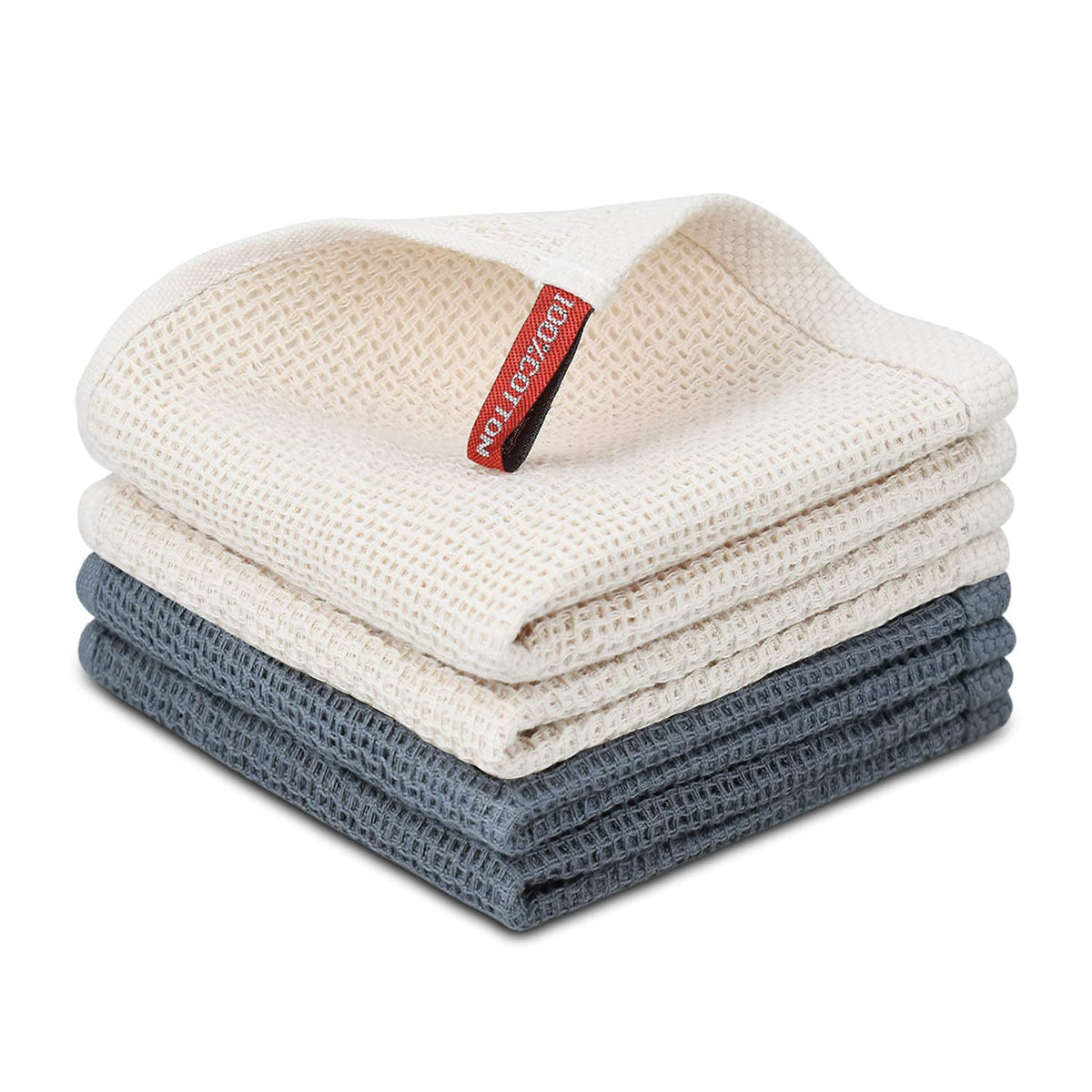 Nialnant 6 Pack Kitchen Towels and Dishcloths Sets,100% Cotton Soft Absorbent Quick Drying Dish Towels for Kitchen,Washing Dishes,12x12 Inches, Multi Color