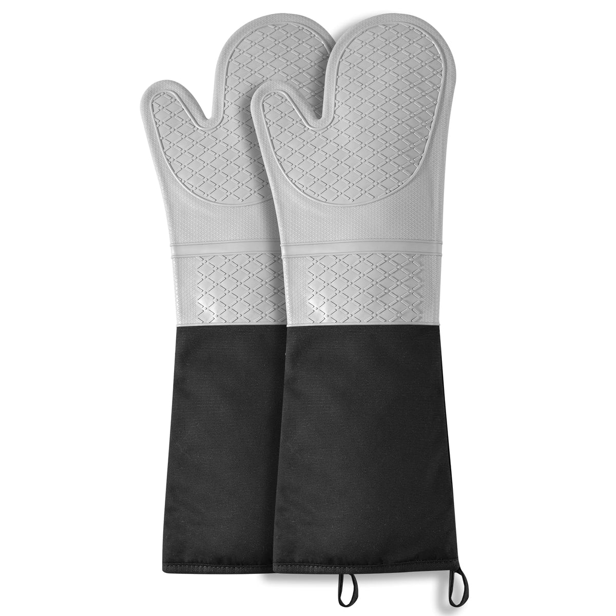 Silicone Oven Mitts, Heat Resistant Oven Gloves with Quilted Liner, Waterproof & Non-Slip Kitchen Mittens for Baking Cooking BBQ, 500°F, 13.5"-Nordic Blue