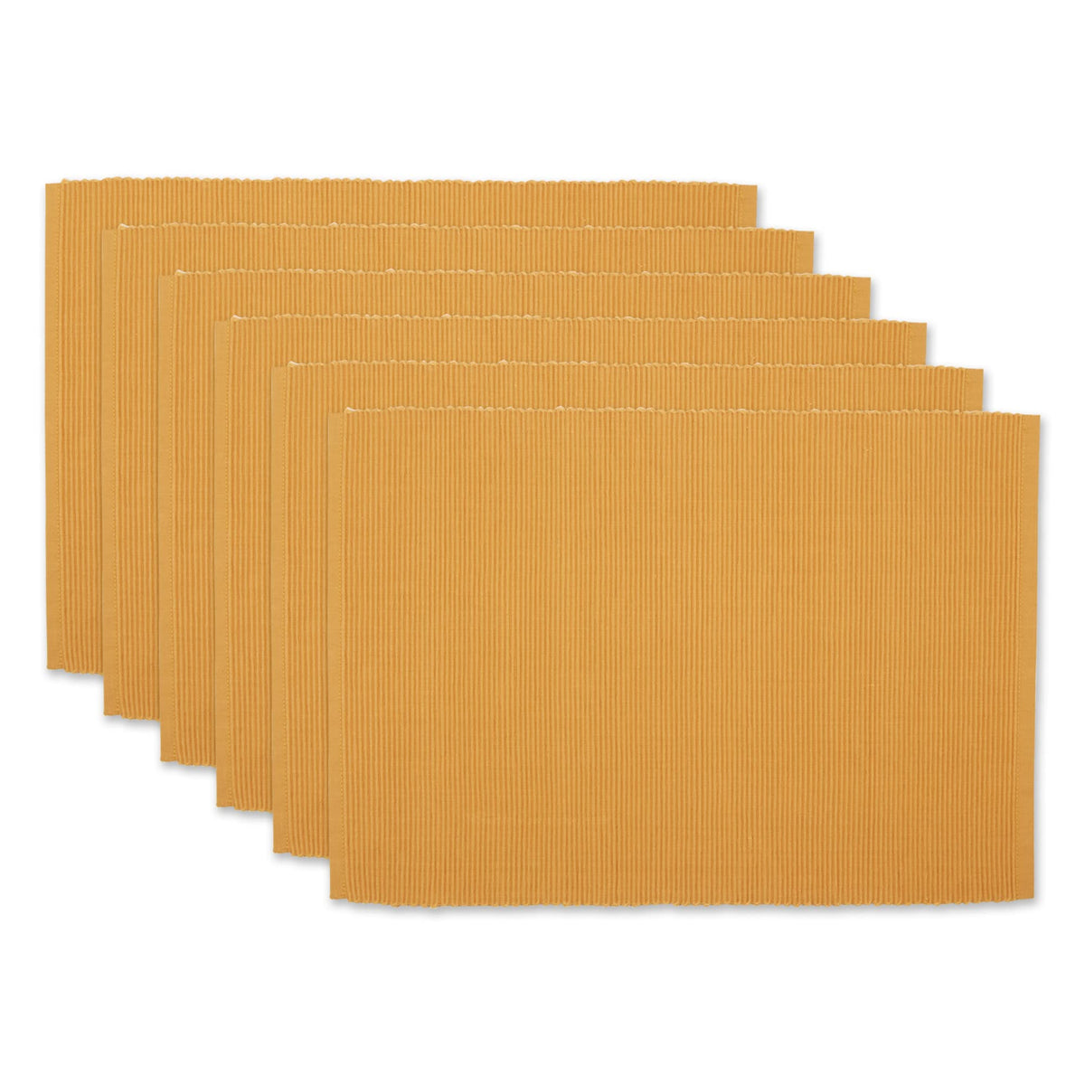 DII Basic Everyday Ribbed Tabletop 100% Cotton, Placemat Set, 13x19, Dark Brown, 6 Piece