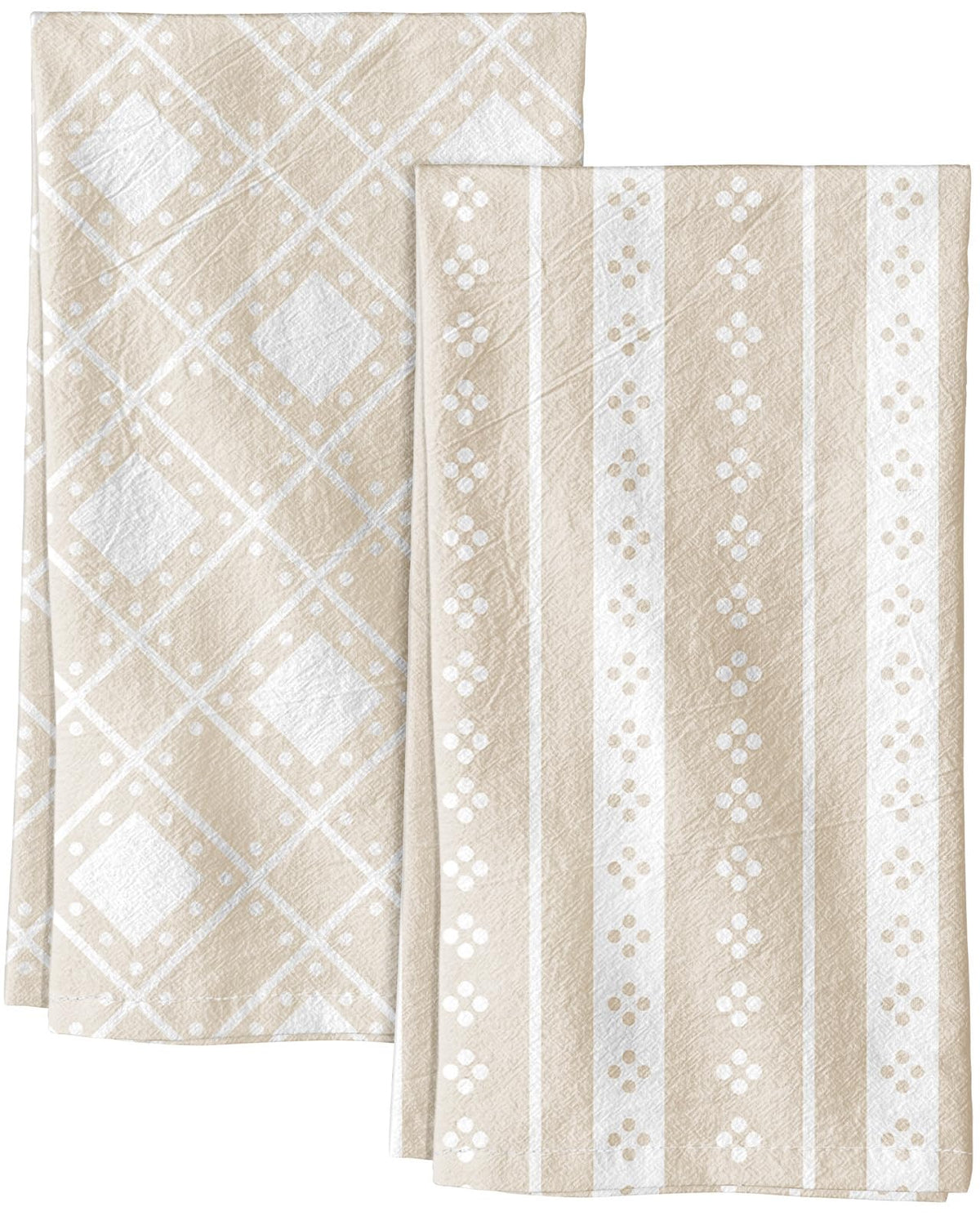 Miss Adola 2 Pack 150GSM Flour Sack Kitchen Towels, Beige Daisy