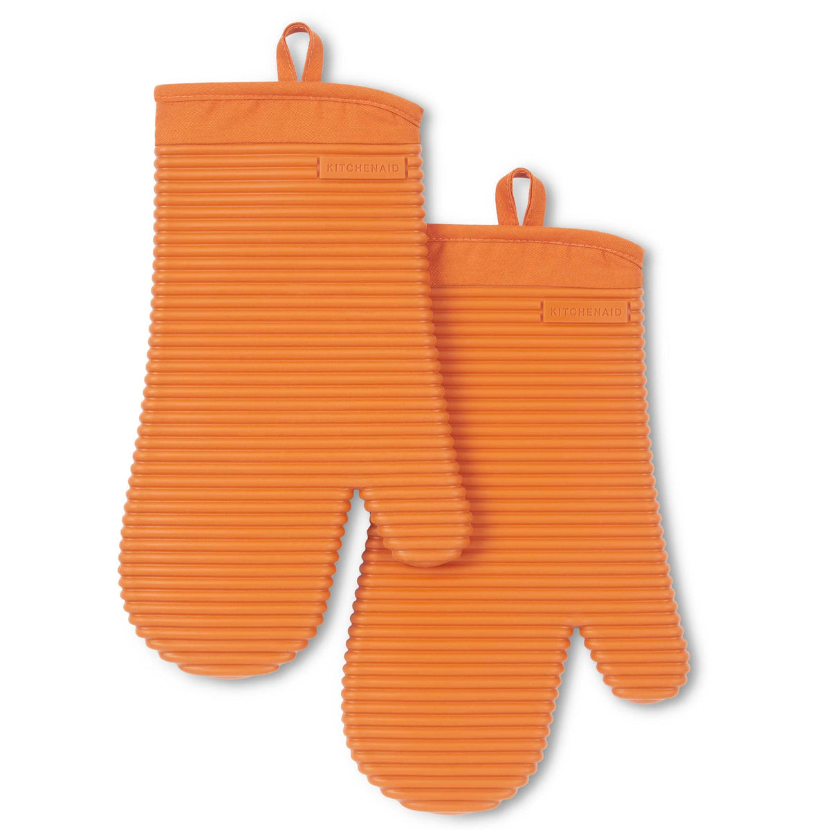 KITCHENAID Ribbed Soft Silicone Oven Mitt 2-Pack Set, 7.5"x13", Lavender Cream