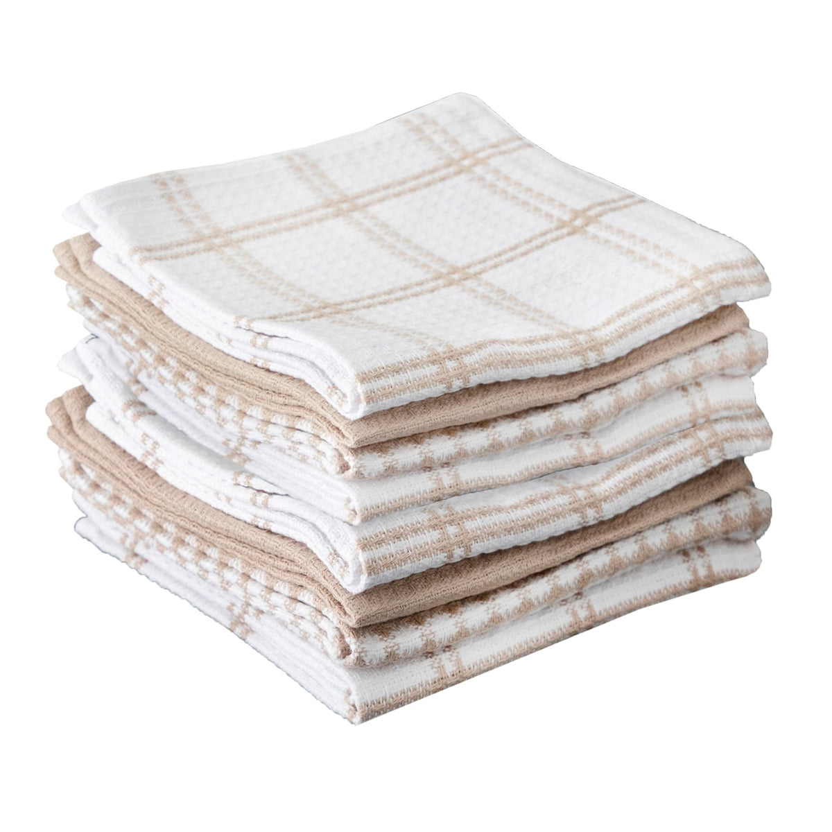 T-Fal Premium Waffle Dish Cloths: Highly Absorbent, Super Soft Long Lasting - 100% Cotton, 12"x13" Towel for Cleaning & Drying, (4-Pack), Sand
