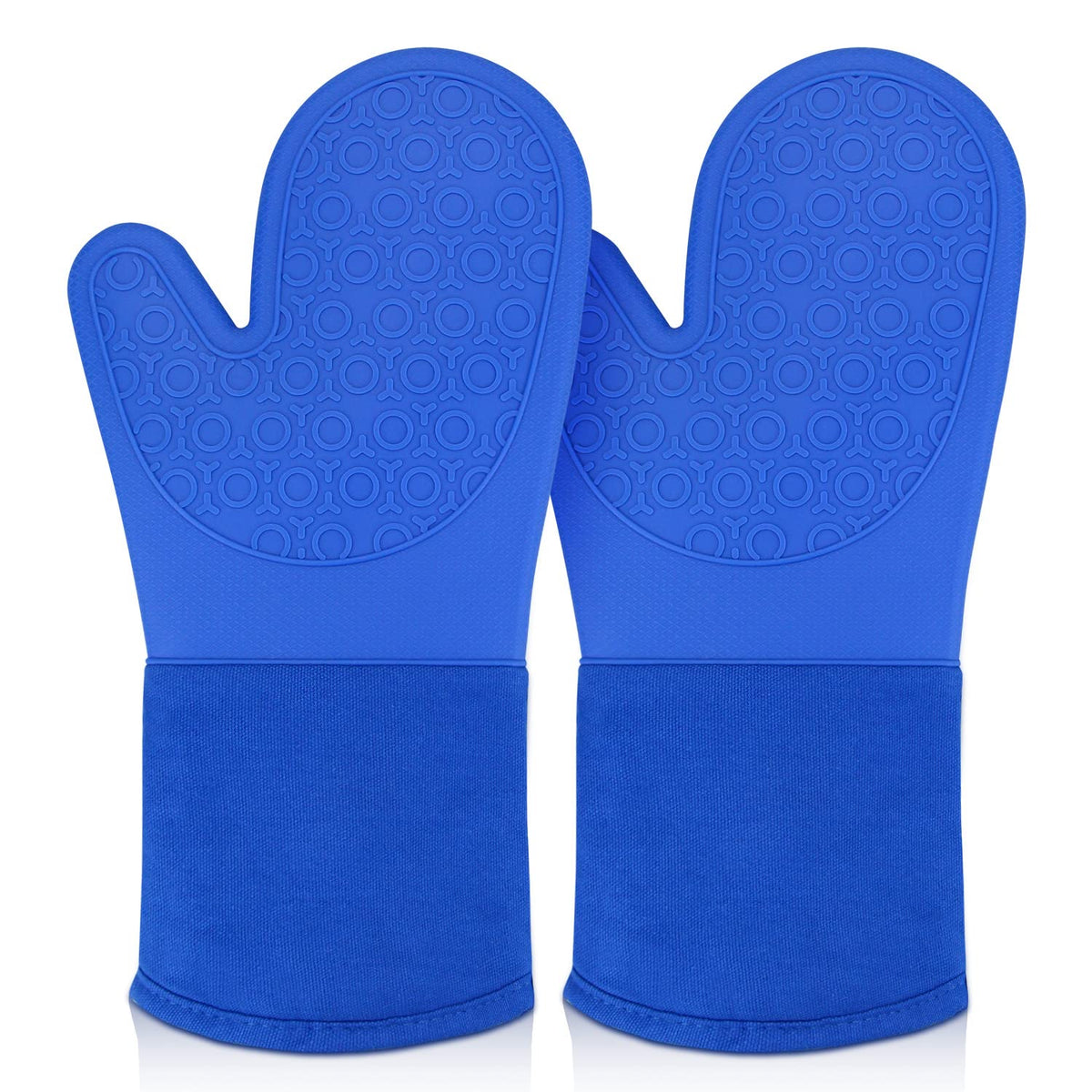 Silicone Oven Mitts - 14.6" Heat Resistant Oven Gloves for Baking, Cooking