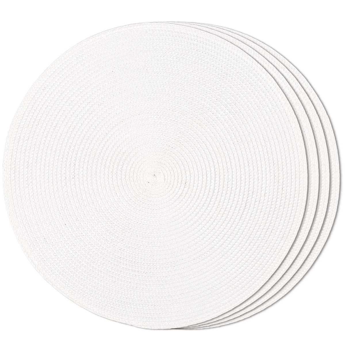 FunWheat Round Braided Placemats Set of 6 Table Mats for Dining Tables Woven Washable Non-Slip Place mats 15 in(Blue, 6pcs)