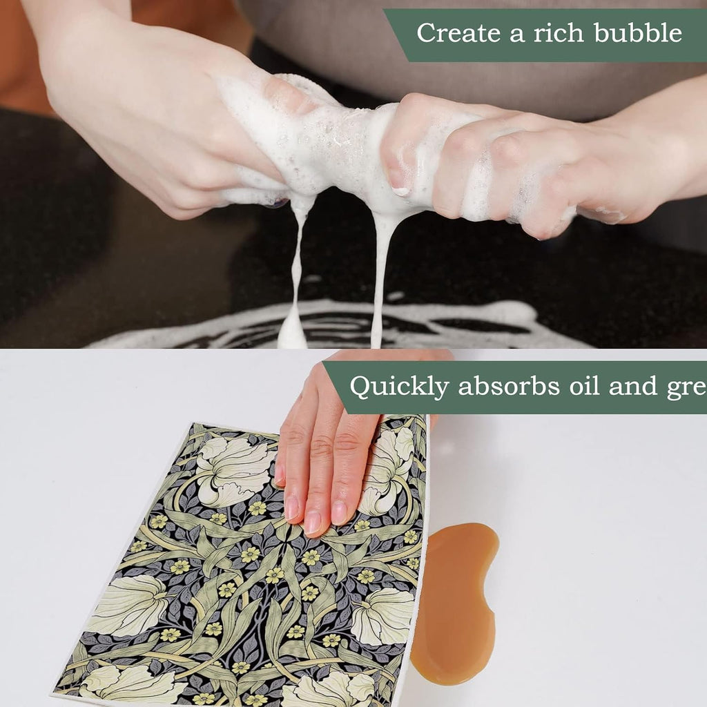 Whaline Vintage Floral Swedish Kitchen Dishcloth Dish Towel, 6 Pcs