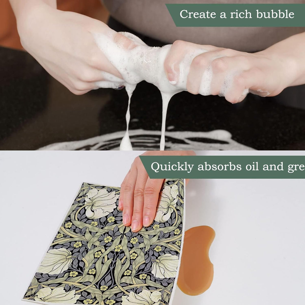 Whaline Vintage Floral Swedish Kitchen Dishcloth Dish Towel, 6 Pcs