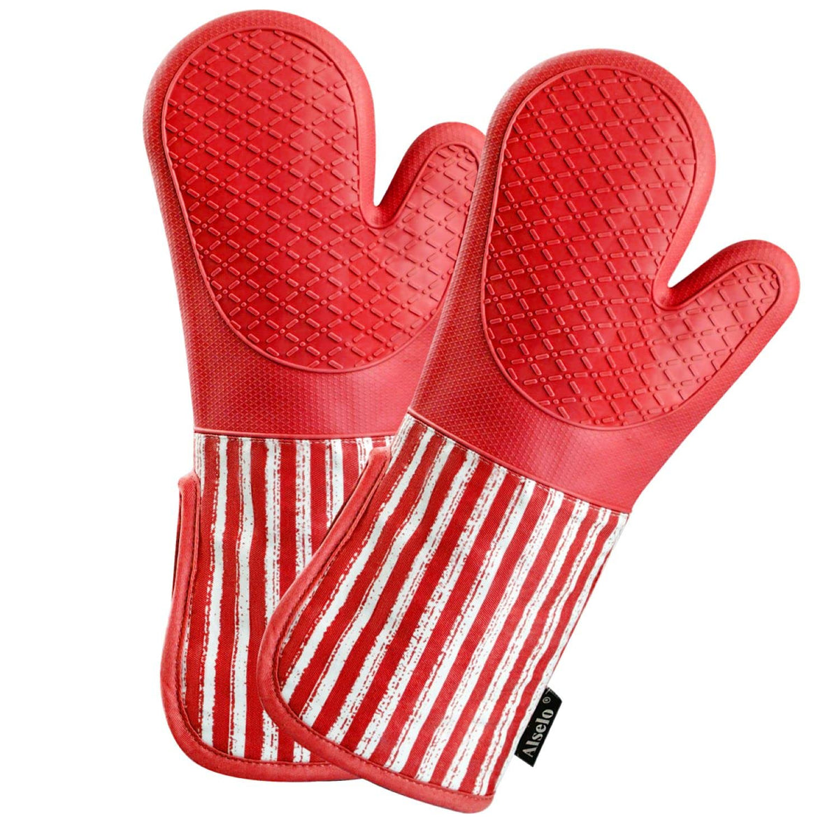 Alselo Silicone Oven Mitts Heat Resistant 932℉ with Waterproof & Non-Slip
