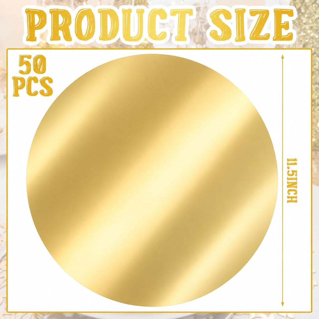 Tioncy 50 Pcs Gold Round Paper Placemats Disposable Table Mats