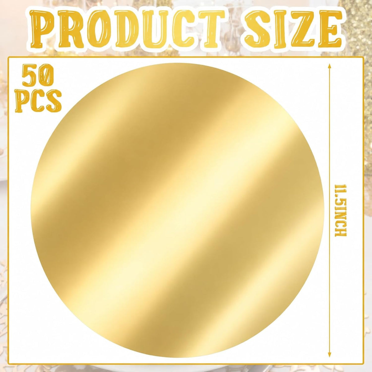 Tioncy 50 Pcs Gold Round Paper Placemats Disposable Table Mats