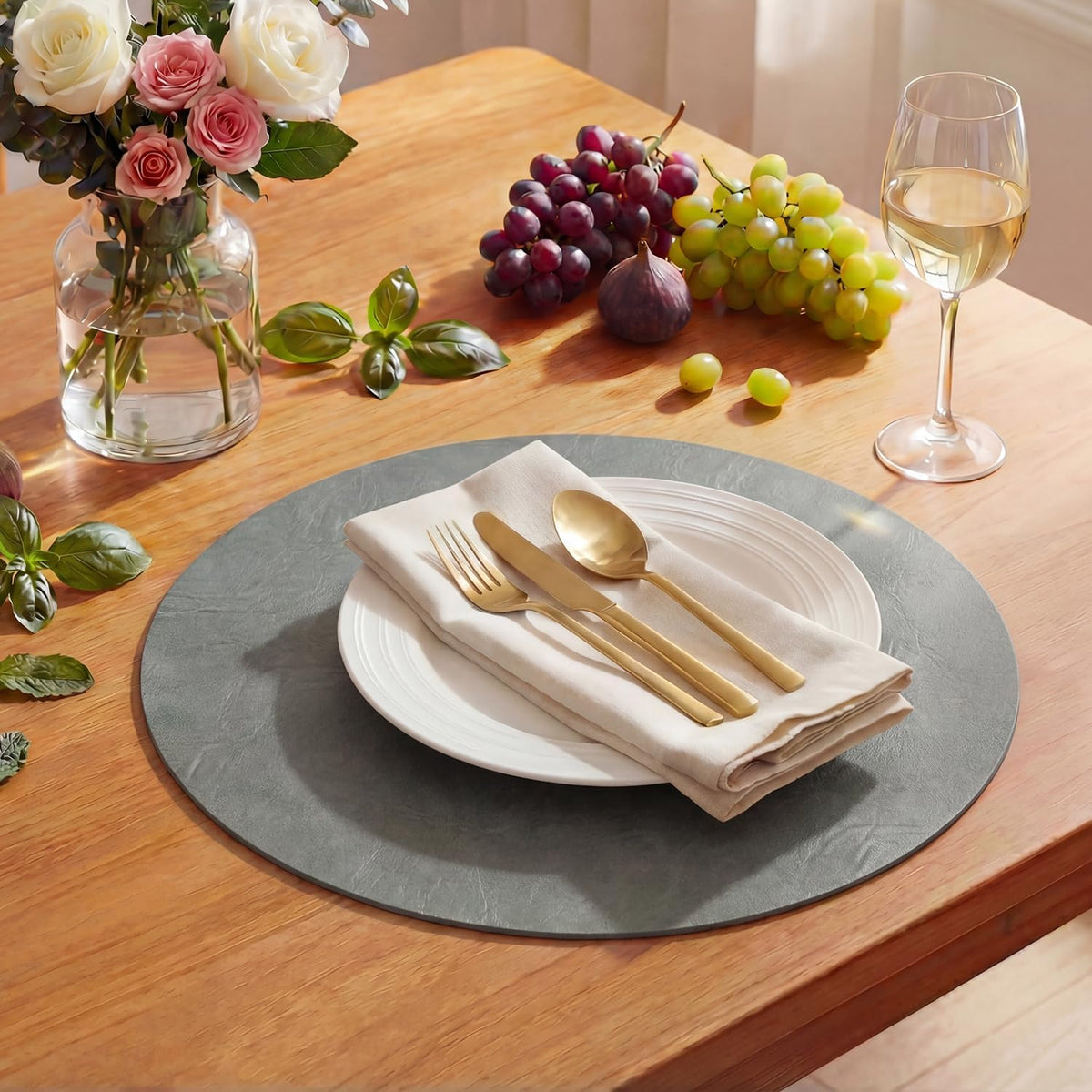 Artoid Mode Olive Green Faux Leather Placemats Set of 4