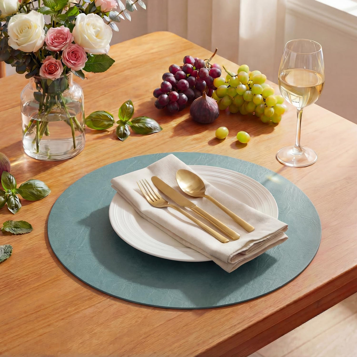 Artoid Mode Olive Green Faux Leather Placemats Set of 4