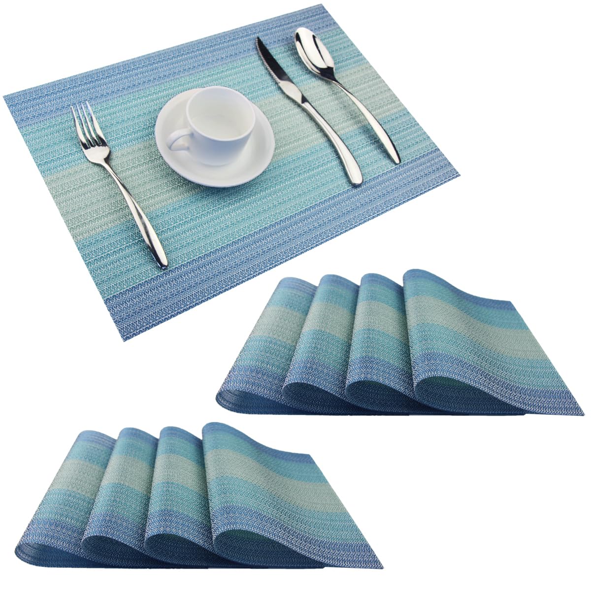 PIGCHCY Placemats,Washable Vinyl Woven Table Mats,Elegant Durable Placemats for Dining Table Set of 6 (Bamboo-Brown)