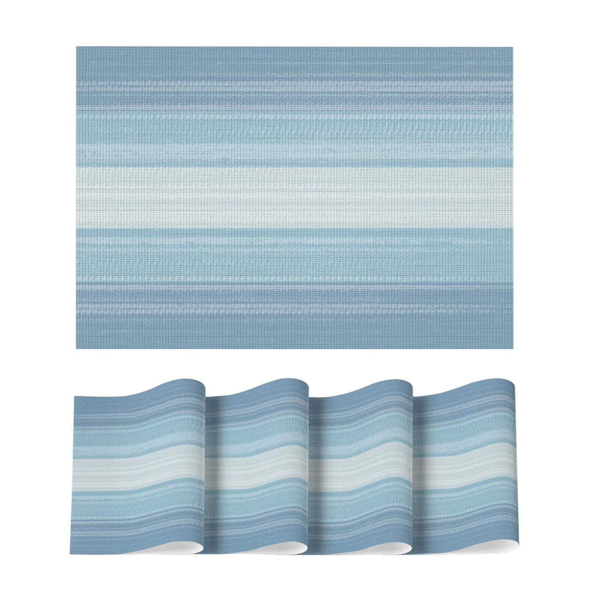 Artoid Mode Navy Blue Gradient Stripes Placemats Set of 4, Washable Heat Resistant Non-Slip Woven Plastic PVC Place Mats for Farmhouse Party Kitchen Dining Decor