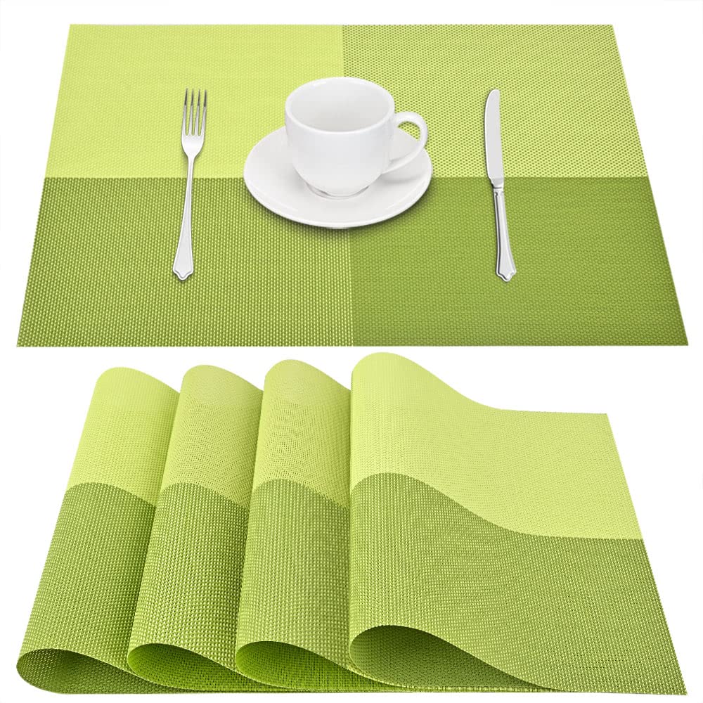 GIVERARE Placemats Set of 4, Heat-Resistant Woven Vinyl Placemat, Non-Slip Washable PVC Table Mat, Easy to Clean Premium Plastic Mats for Dining, Kitchen Table (Turquoise)