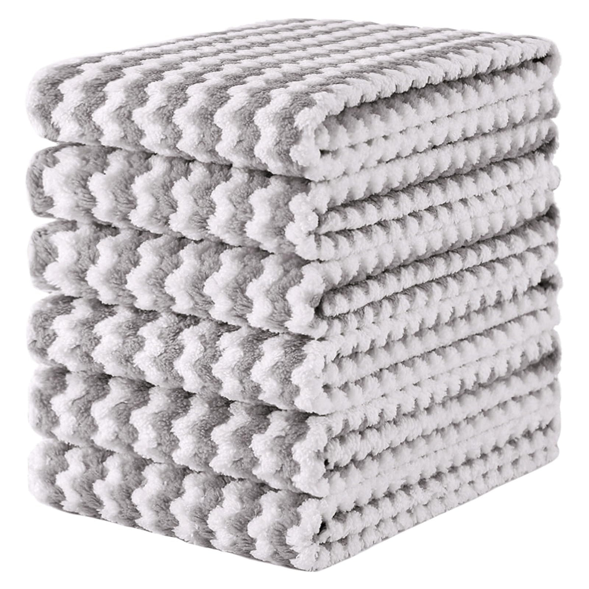 Homaxy 12 Pack Coral Velvet Dish Cloths, 10 x 10 inches, Dark Grey